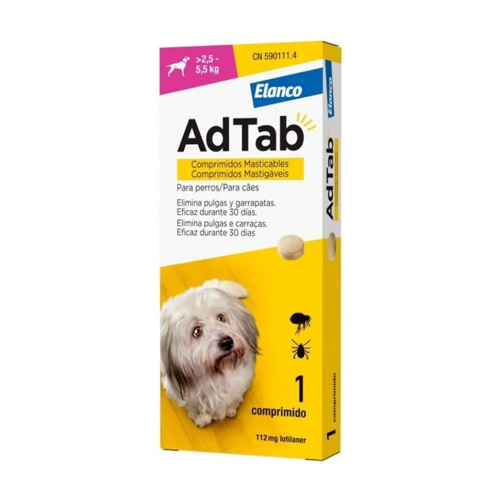 AdTab Comprimido Masticable Antiparasitario para Perros 2,5-5,5 kg