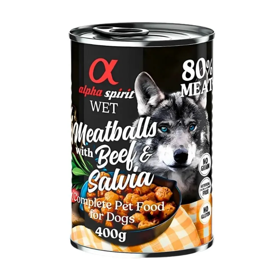 Alpha Spirit Albóndigas Pollo, Cerdo, Buey y Salvia para Perro 400g