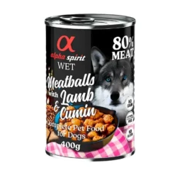 Alpha Spirit Albóndigas Pollo, Cerdo, Cordero y Comino para Perro 400g