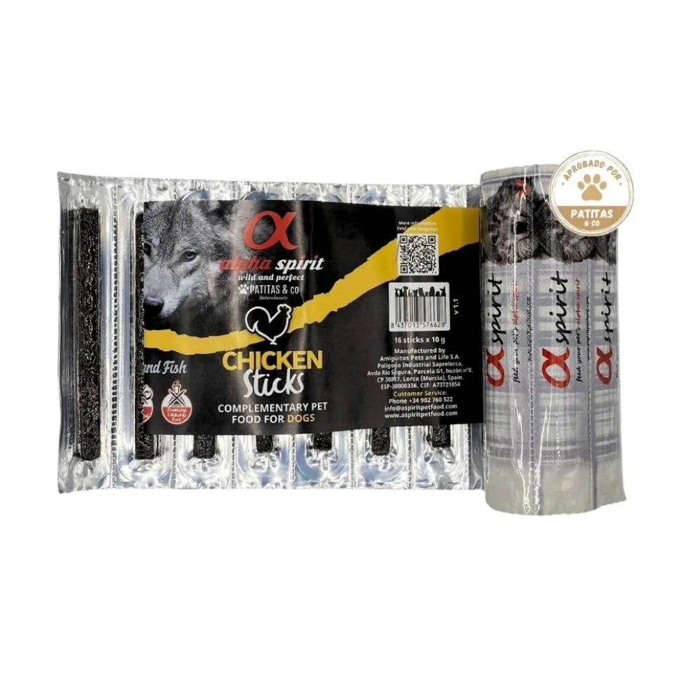 Alpha Spirit Ristra Sabor a Pollo (16 barritas) para Perros