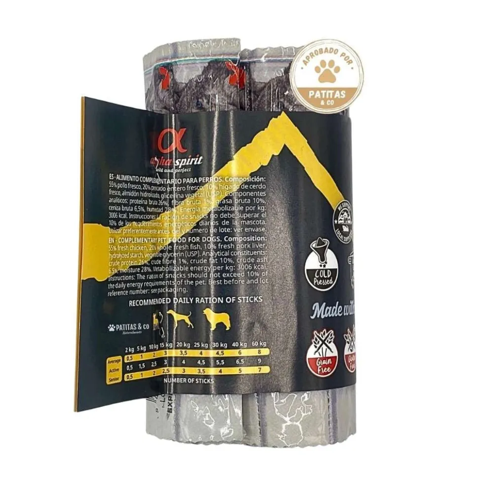 Alpha Spirit Ristra Sabor a Pollo (16 barritas) para Perros