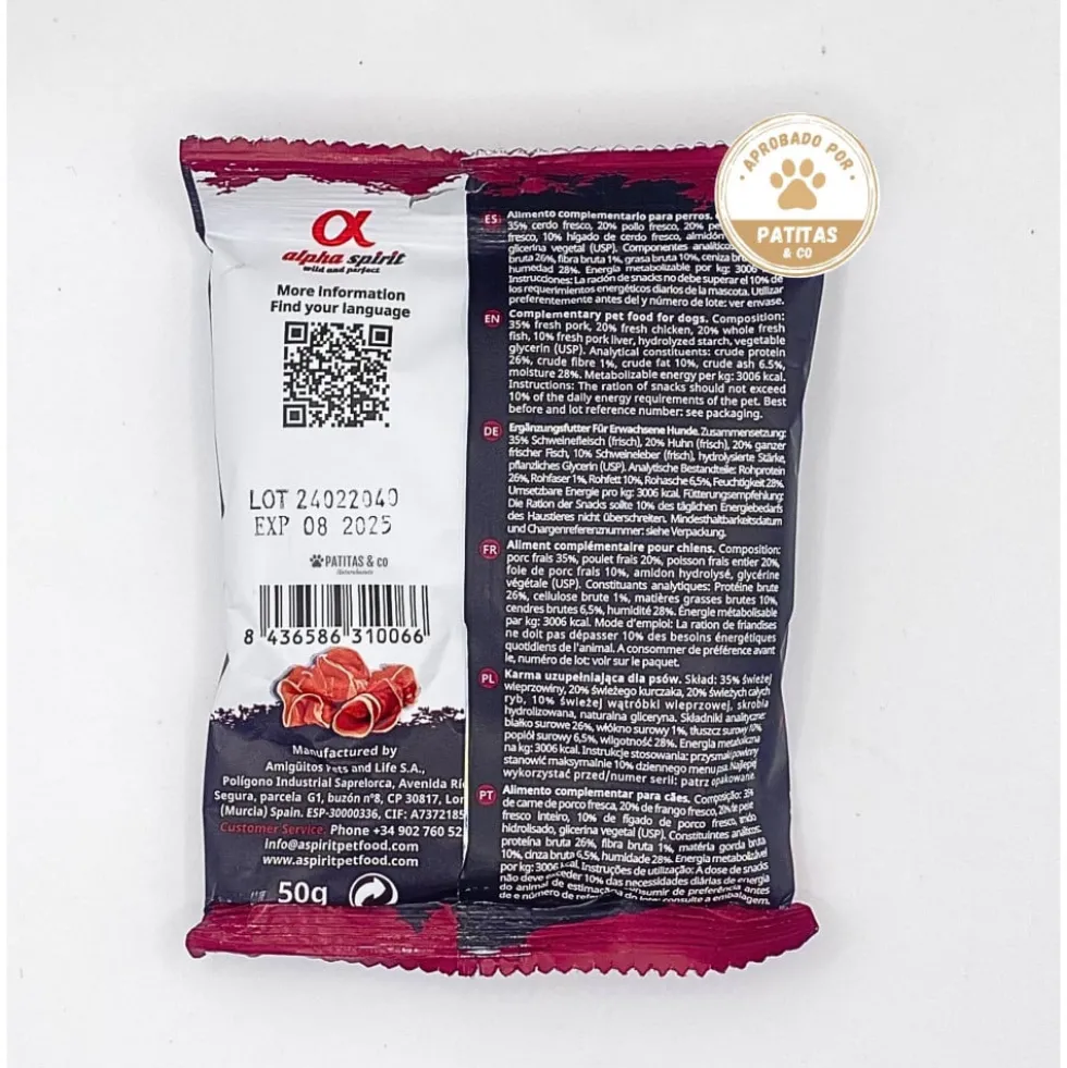 Alpha Spirit Snacks de Jamón para Perro