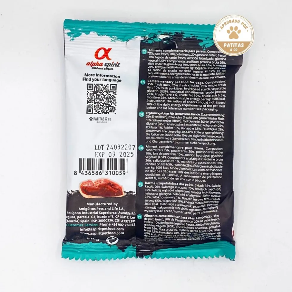 Alpha Spirit Snacks de Pato para Perro