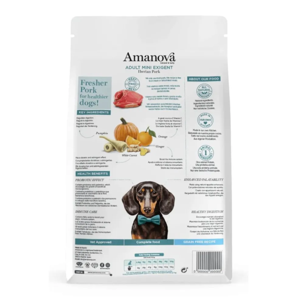 Amanova Pienso Adult Mini Exigent de Cerdo Ibérico para Perros Pequeños