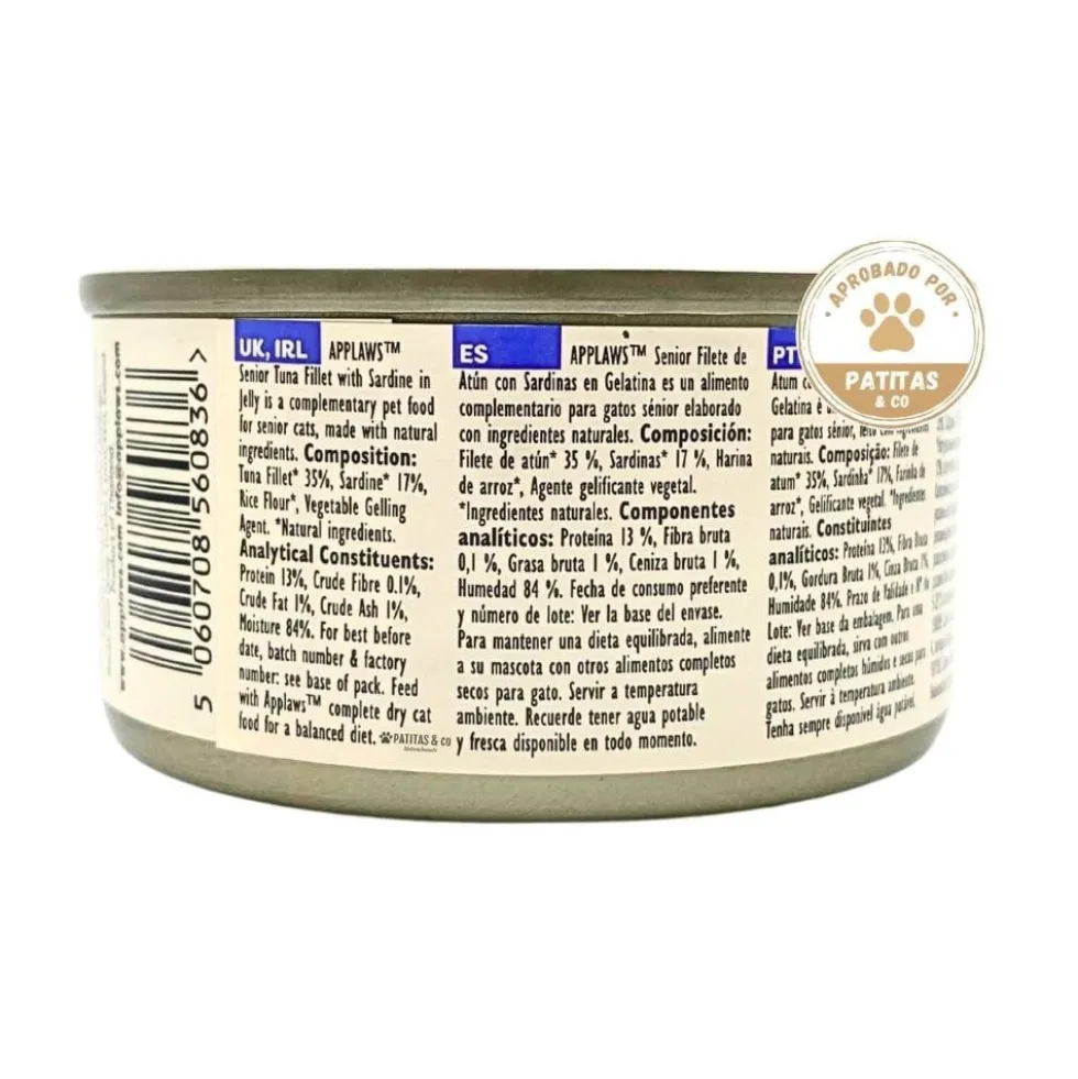 Applaws Lata Filete de Atún con Sardinas para Gato Senior