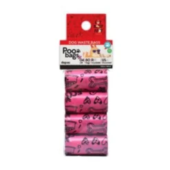 Bolsas Caca Poo Bags Rosas para Perros 4 Rollos