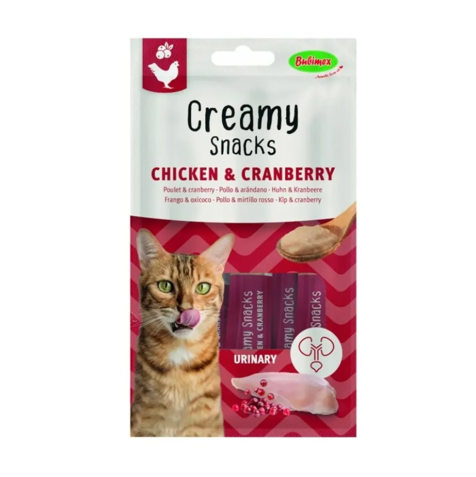 Bubimex Snack Urinary Cremoso de Pollo y Arándanos (4x15g) para Gato