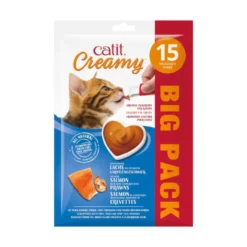 Catit Creamy Snacks Cremosos de Salmón y Gambas (15 uds x 10g) para Gatos