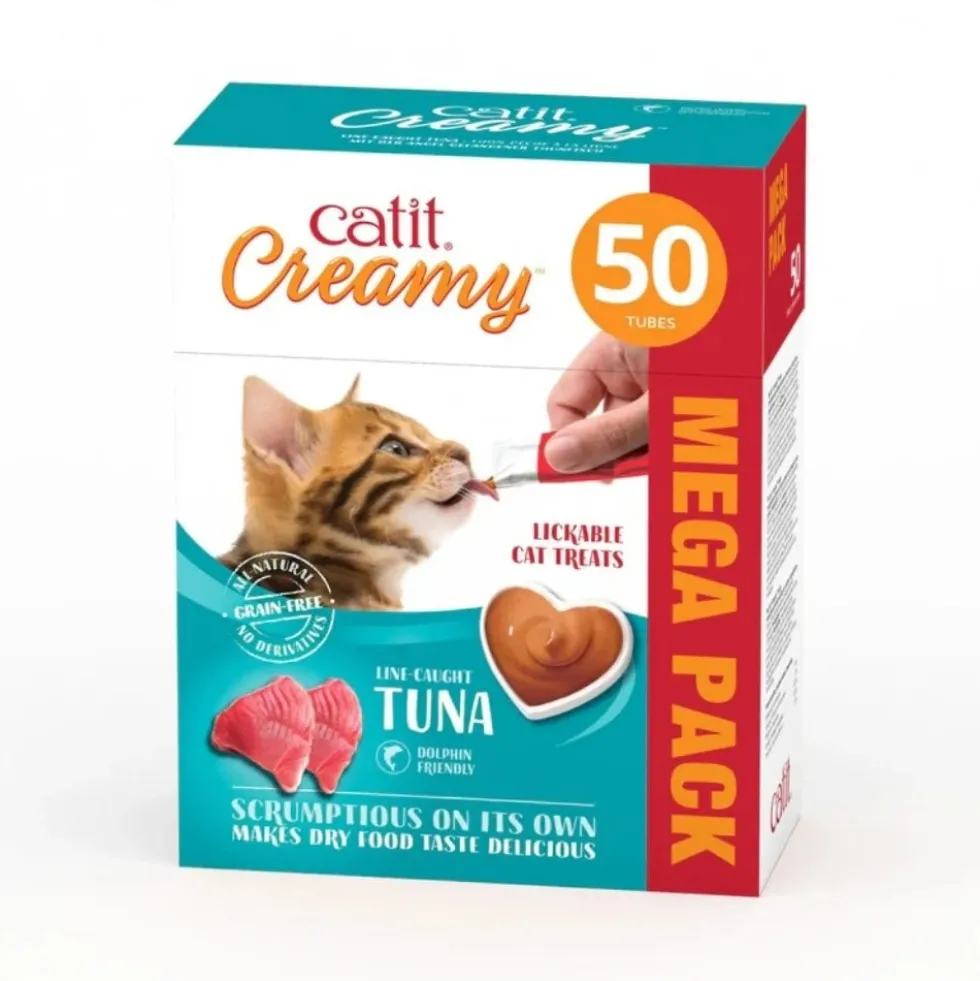 Catit Creamy Snacks Cremosos de Atún (50 uds x 10g) para Gatos