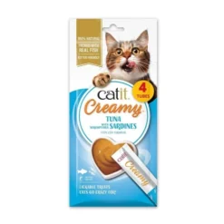 Catit Creamy Snacks Cremosos de Atún y Sardina (4 uds x 10g) para Gatos