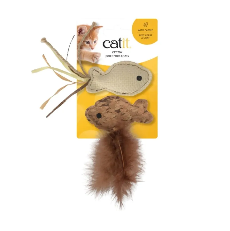 Catit Juguete Dos Peces de Rafia con Cola de Plumas para Gato