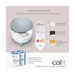 Catit Pixi Fuente Acero Inoxidable 2,5L para Gatos
