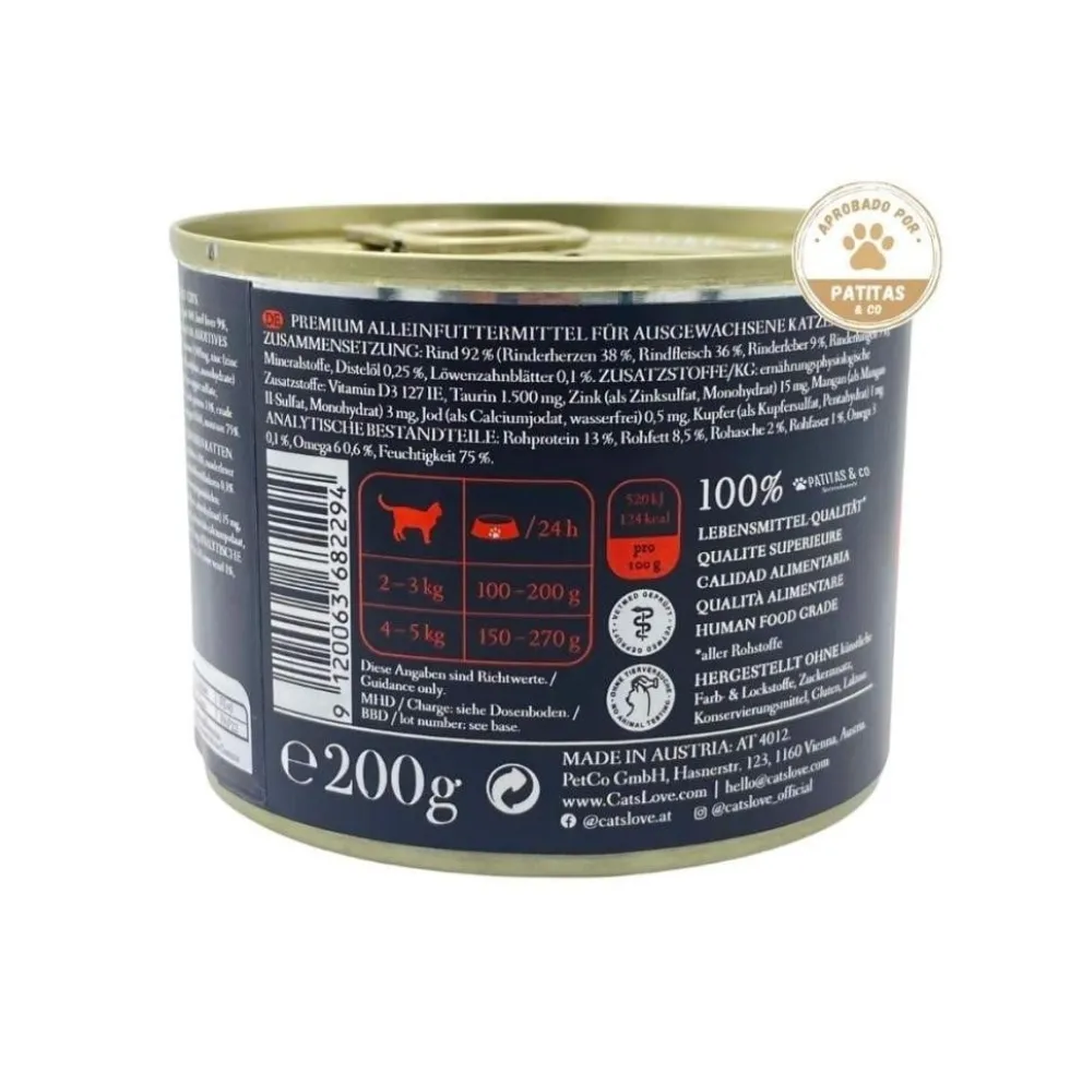 Cats Love Lata Puro Ternera para Gato