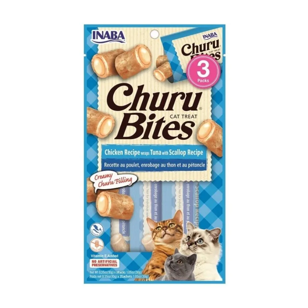 Churu Bites Chuches de Pollo y Atún con Vieiras (3x10g) para Gatos