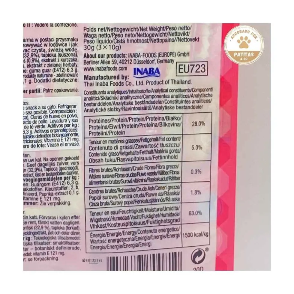 Churu Bites Chuches de Pollo y Atún con Salmón (3x10g) para Gatos