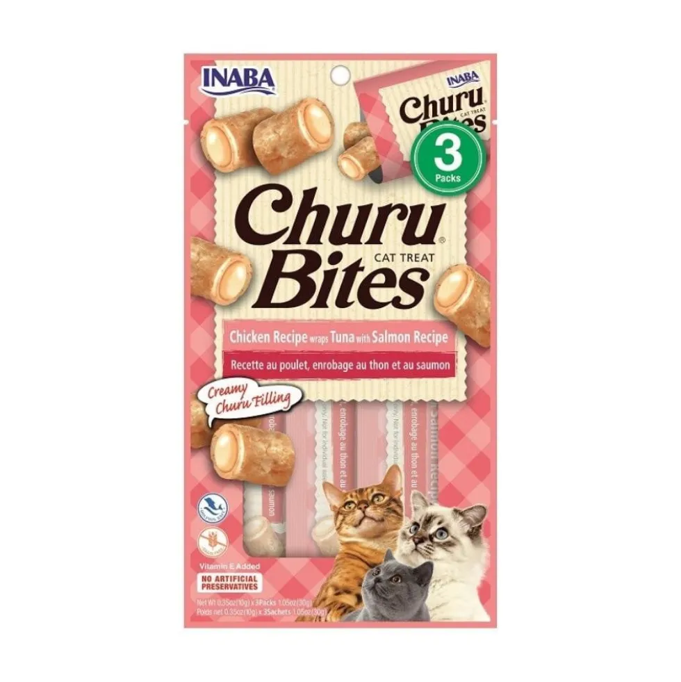 Churu Bites Chuches de Pollo y Atún con Salmón (3x10g) para Gatos