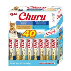 Churu Pack 40 Snacks de Atún con Bonito, Marisco y Ternera