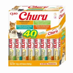 Churu Pack 40 Snacks de Pollo con Cangrejo, Ternera y Vieira