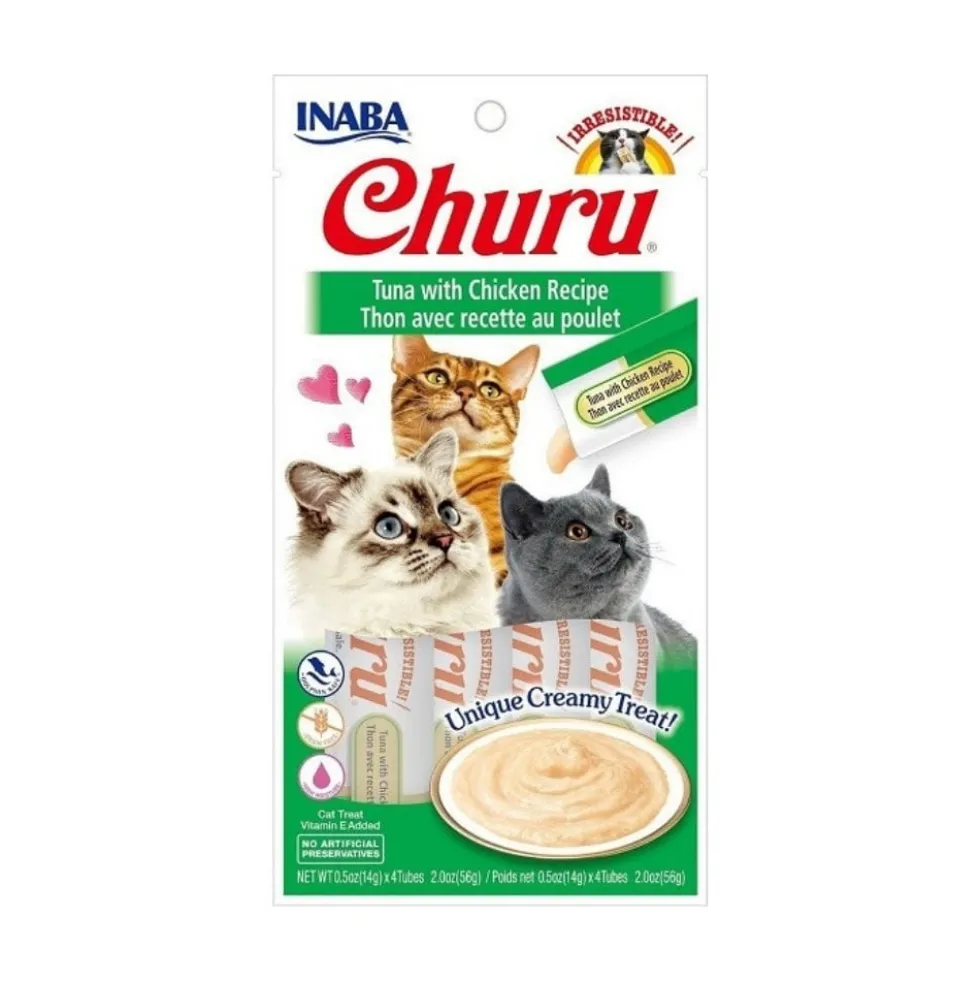 Churu Snack Natural de Atún con Pollo (4x14g) para Gatos