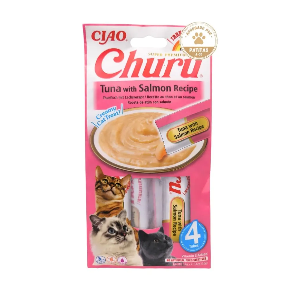 Churu Snack Natural de Atún con Salmón (4x14g) para Gatos