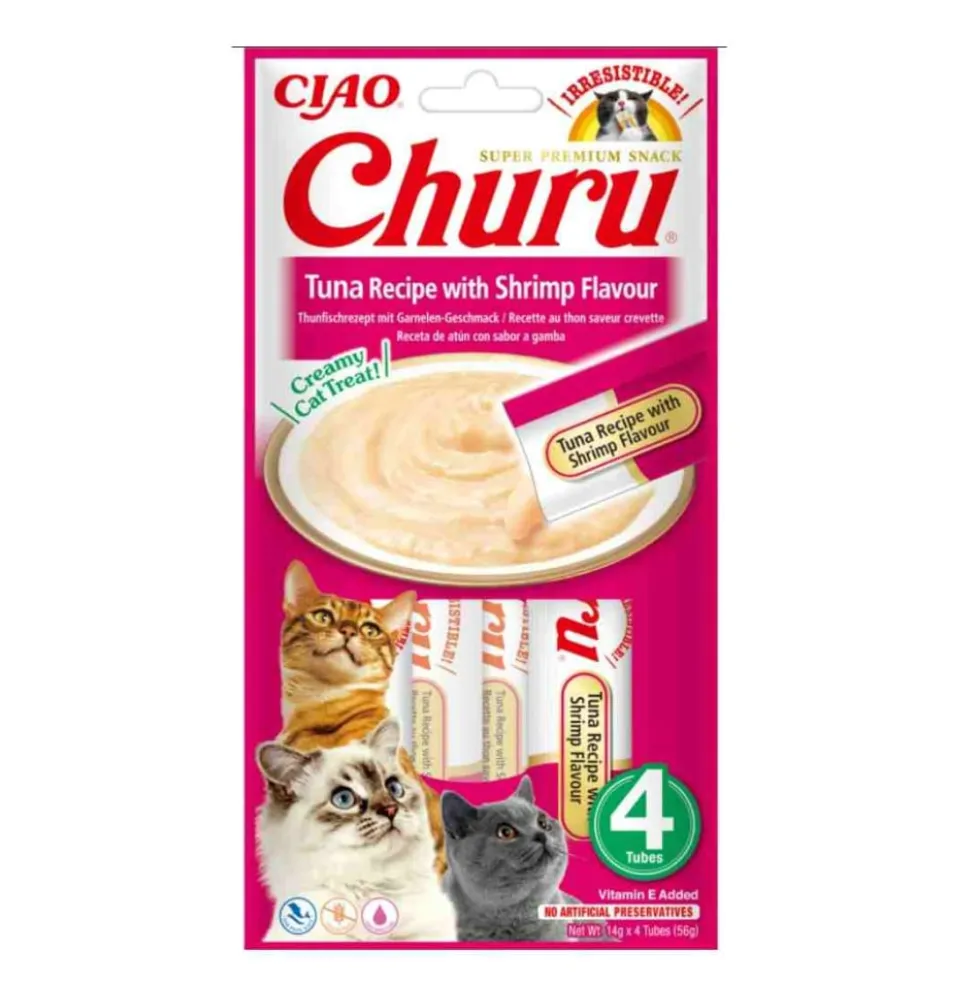 Churu Snack Natural de Atún con Gamba (4x14g) para Gatos
