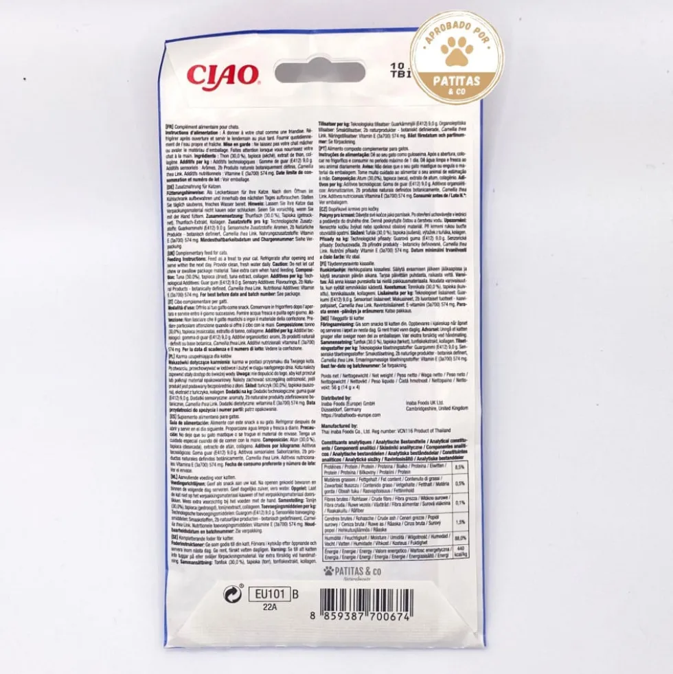 Churu Snack Natural de Atún (4x14g) para Gatos