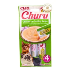 Churu Snack Natural de Pollo con Vieras (4x14g) para Gatos