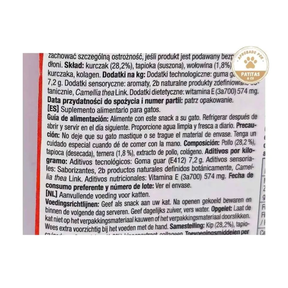 Churu Snack Natural de Pollo con Ternera (4x14g) para Gatos