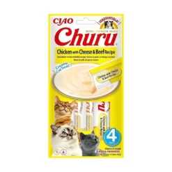 Churu Snack Natural de Pollo con Queso y Ternera (4x14g) para Gatos
