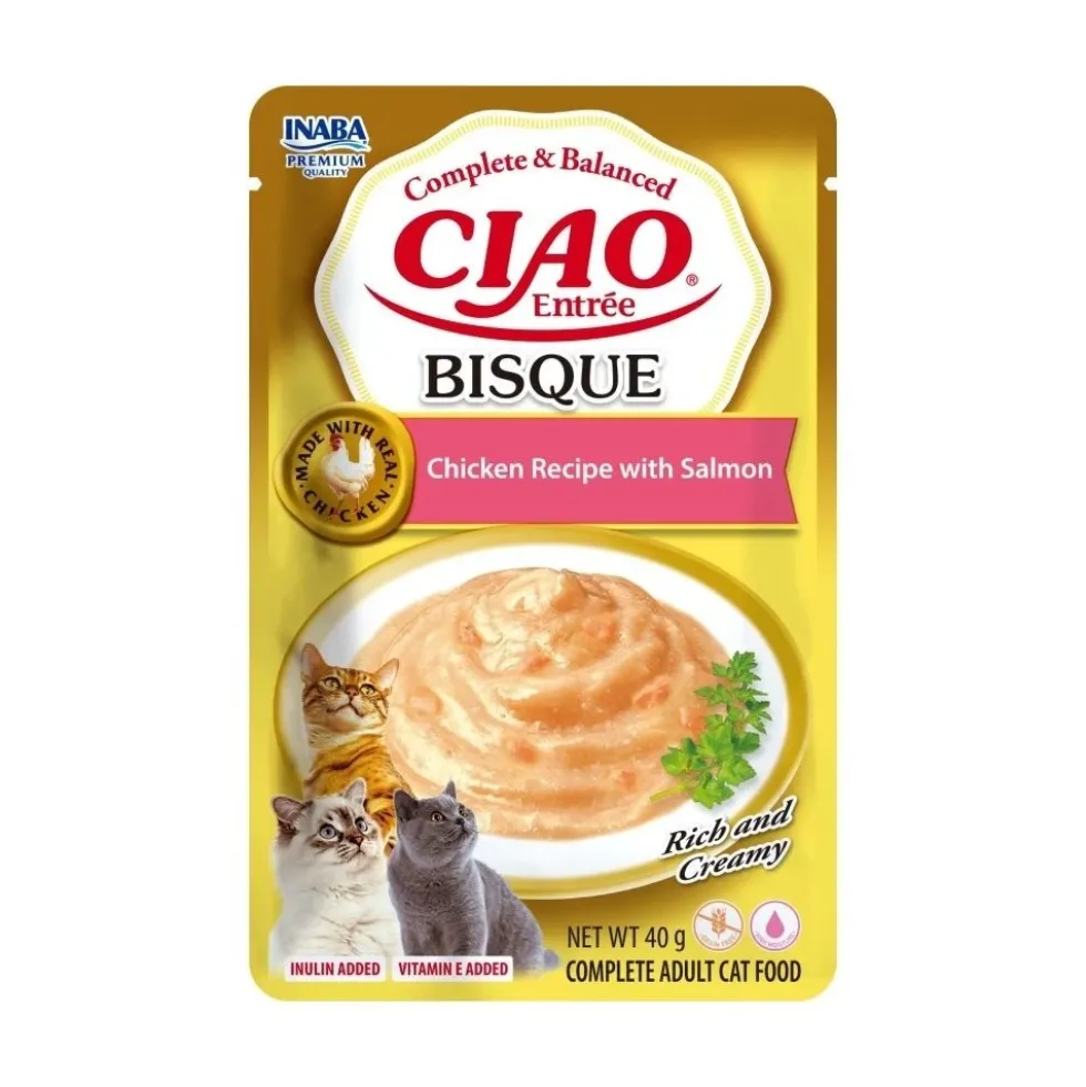 Ciao Entrée Bisque Sobre de Pollo con Salmón para Gato