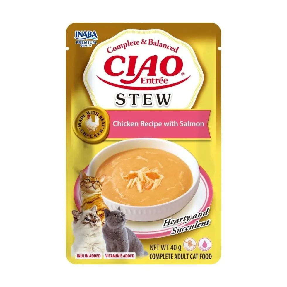 Ciao Entrée Stew Guiso de Pollo con Salmón para Gatos