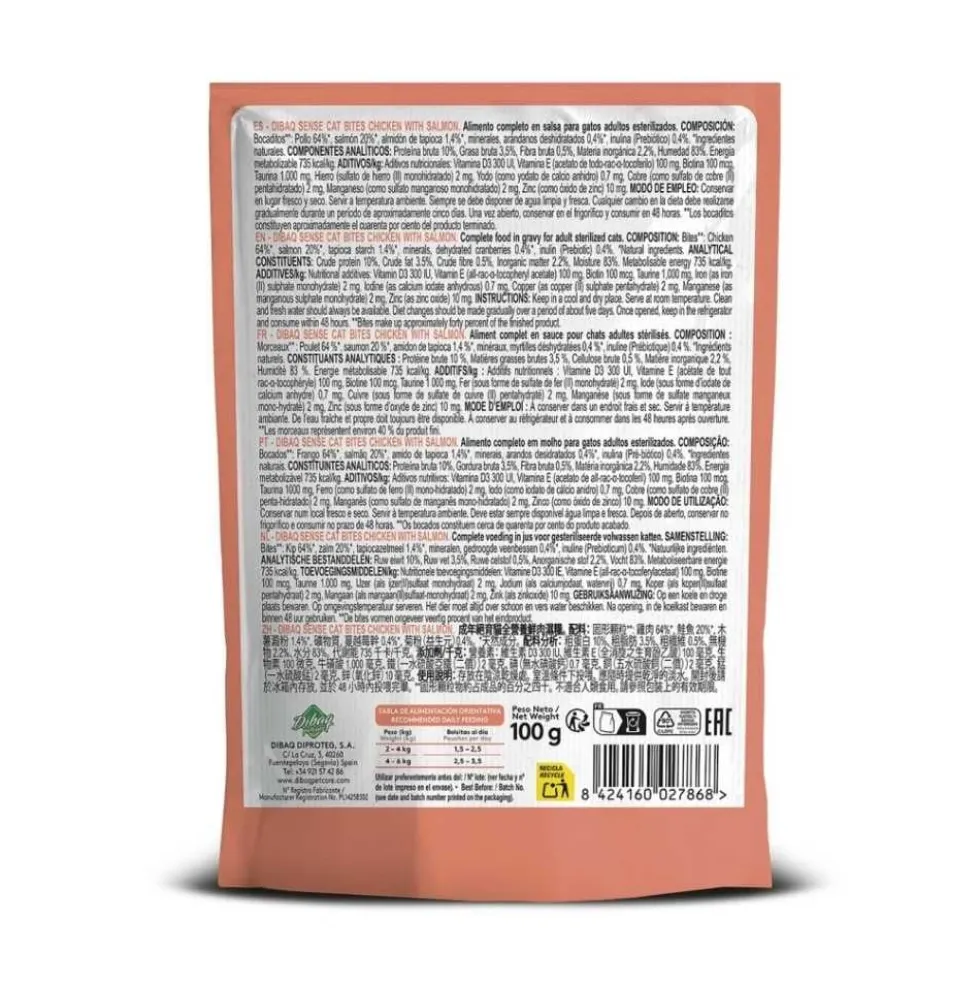 Dibaq Sense Bocaditos en Salsa de Pollo y Salmón para Gatos
