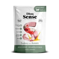 Dibaq Sense Bocaditos en Salsa de Pavo con Conejo para Gato