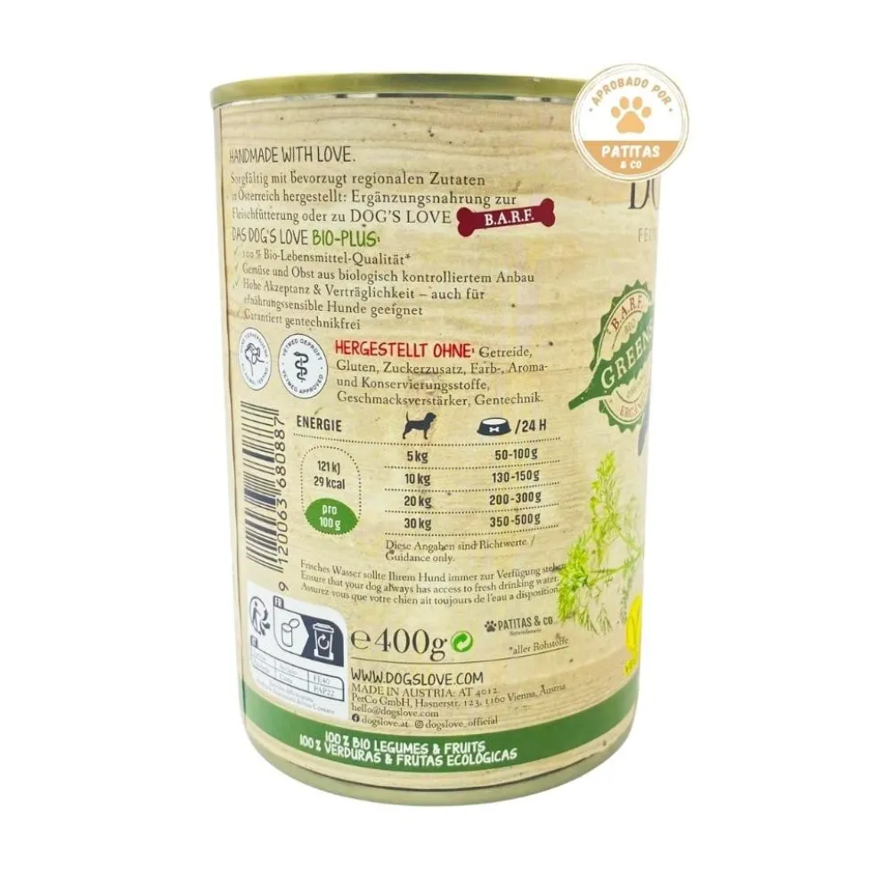 Dogs Love BIO Veggie Greens Lata Cocinada para Perro