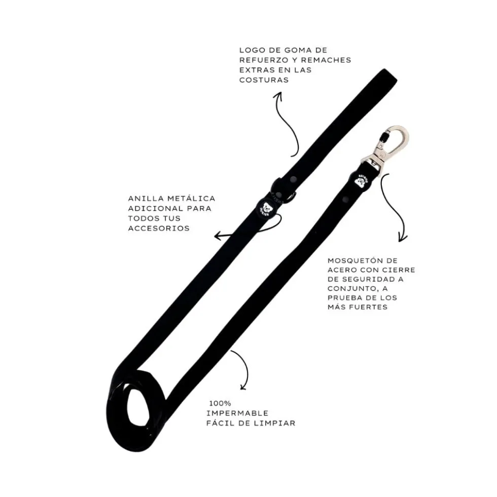 Dukier Correa Waterproof Negra para Perros