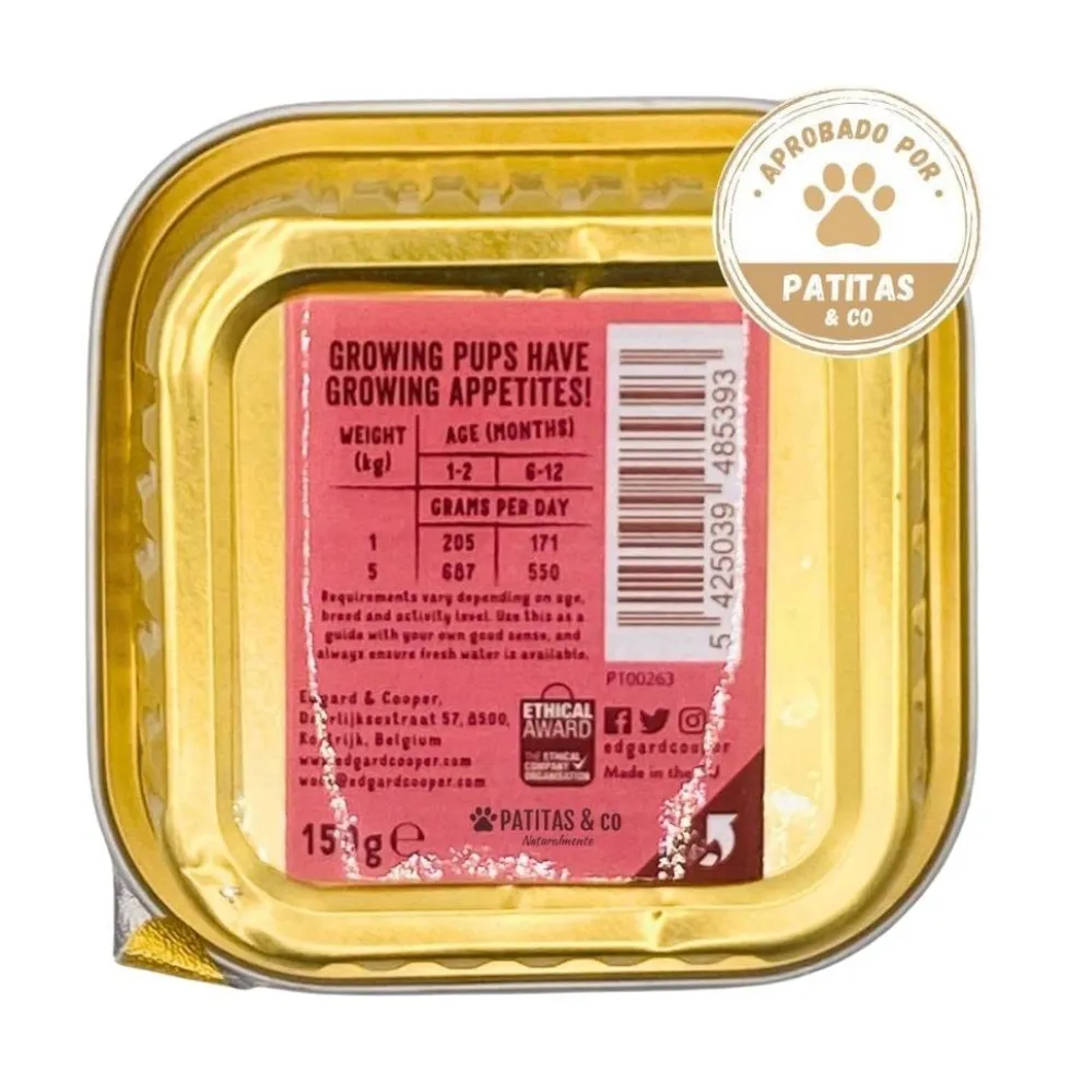 Edgard and Cooper Tarrina Pato y Pollo Cachorro 150g