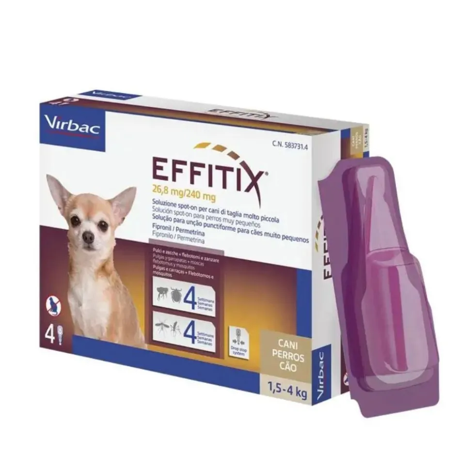 Effitix 4 Pipetas Antiparasitos para Perros (1,5 – 4 kg)