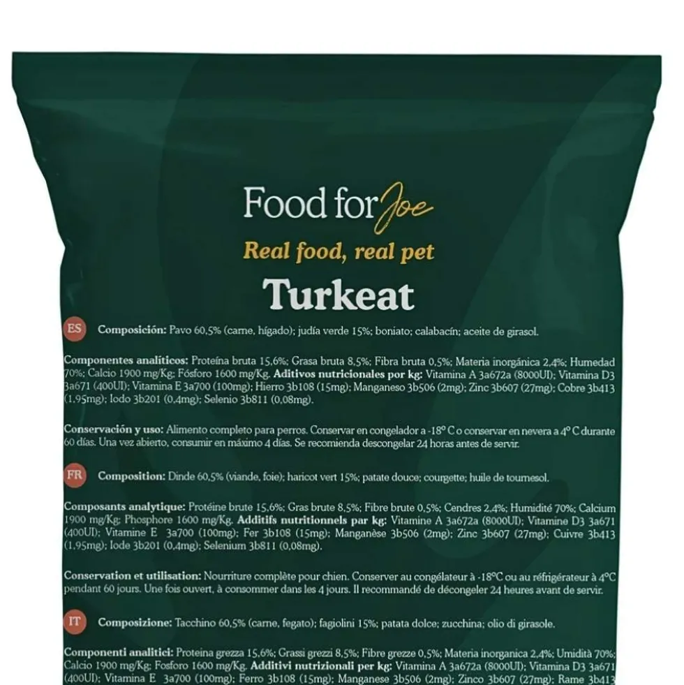 Food for Joe Comida Cocinada Turkeat Pavo para Perro