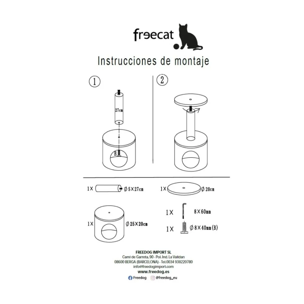 Freecat Poste Rascador con Cueva Toranj Beige para Gatos