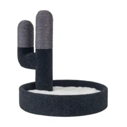 Freedog Poste Rascador con Cama CactusNest Negro para Gatos