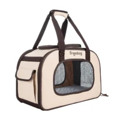 Freedog Transportín Traveltails Crema y Chocolate para Gatos y Perros Pequeños