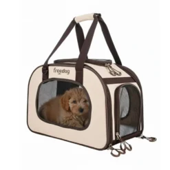Freedog Transportín Traveltails Crema y Chocolate para Gatos y Perros Pequeños