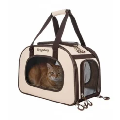 Freedog Transportín Traveltails Crema y Chocolate para Gatos y Perros Pequeños