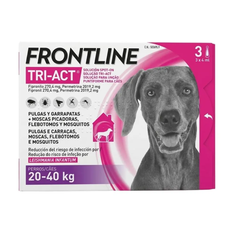 Frontline Tri-Act 3 Pipetas para Perros 20 a 40 kg