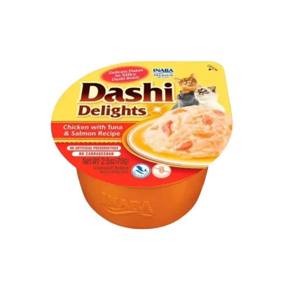Inaba Dashi Delights Tarrina de Pollo, Atún y Salmón para Gato
