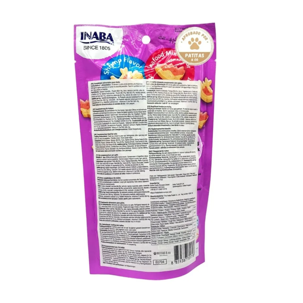 Inaba Juicy Bites Chuches de Camarones y Marisco para Gato