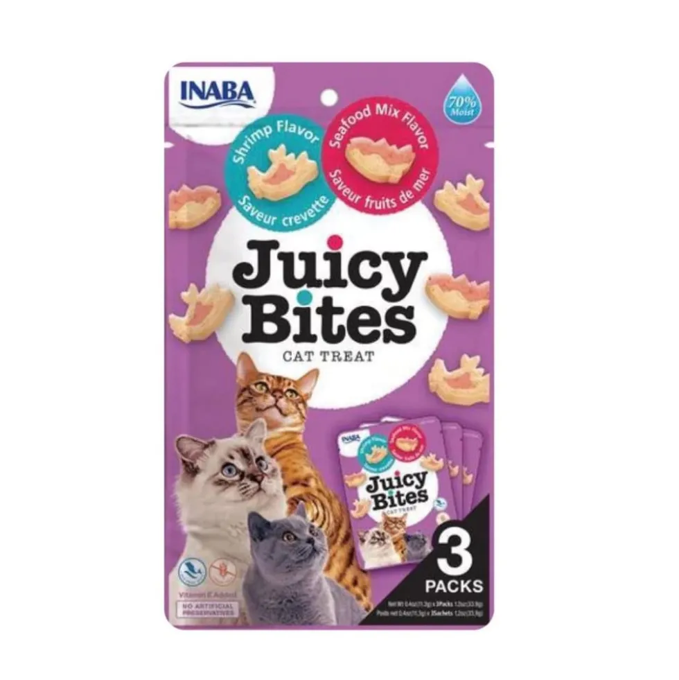 Inaba Juicy Bites Chuches de Camarones y Marisco para Gato