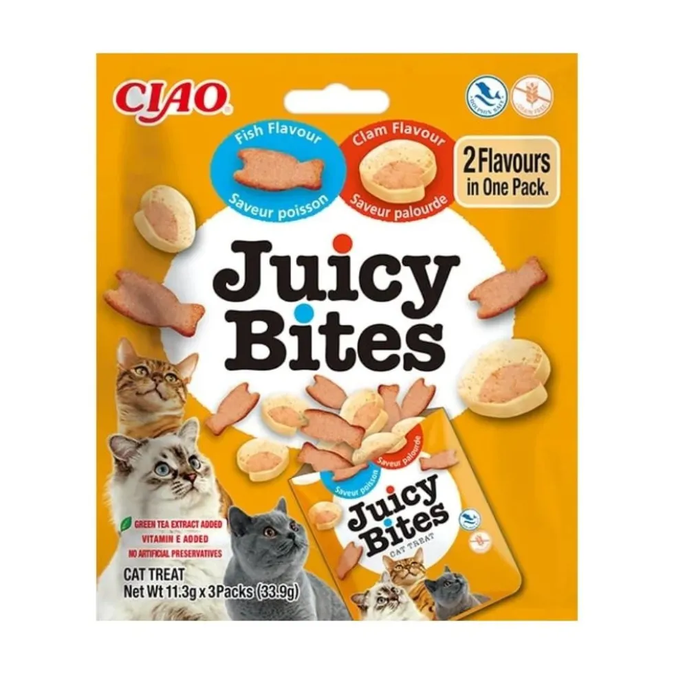 Inaba Juicy Bites Chuches de Pescado y Almejas para Gato
