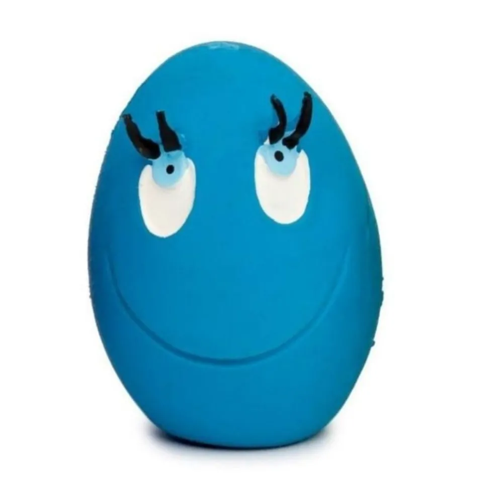 Juguete Huevo Sonriente de Látex Azul