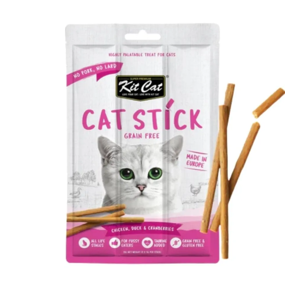 Kit Cat Sticks Snack de Pollo Pato y Arándanos para Gatos